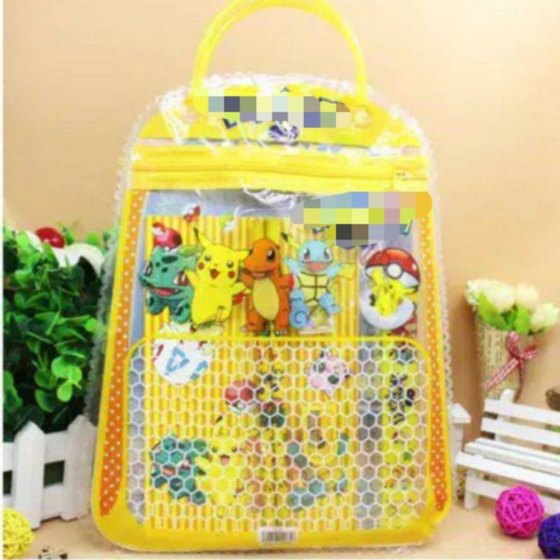 1234OS - STATIONARY SET FREE BAG / SET ALAT TULIS ANAK SEKOLAH MOTIF KARTUN.