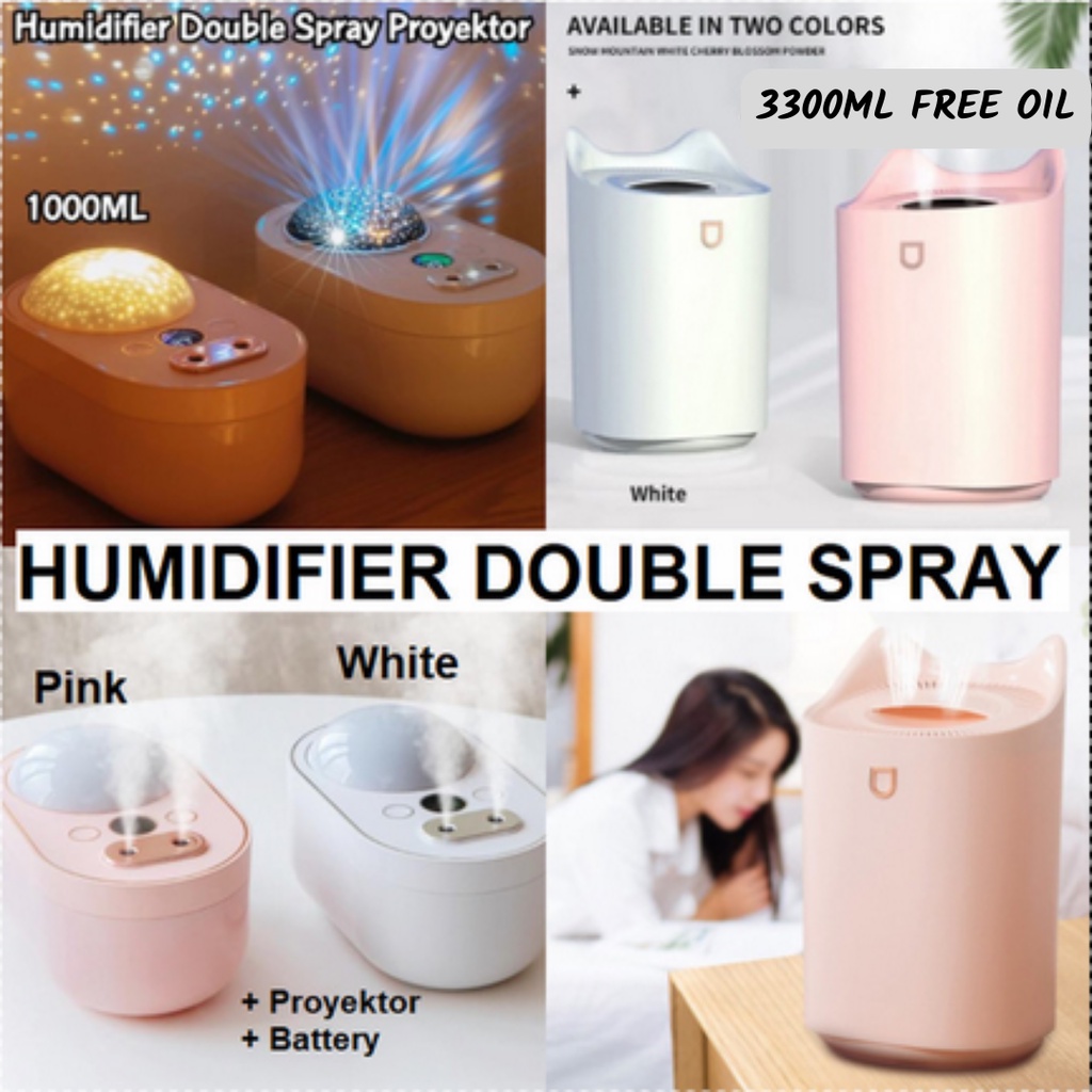 Humidifier Double Spray Diffusser Aromatherapy Pelembab Udara