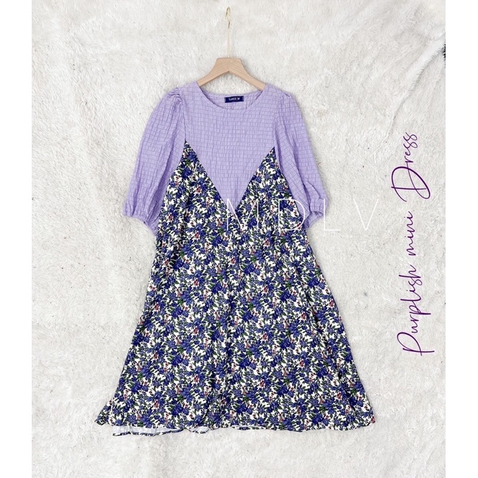 MDLV ~ 17110 Purplish Mini Dress Purple Dress Lavender Fashion Import