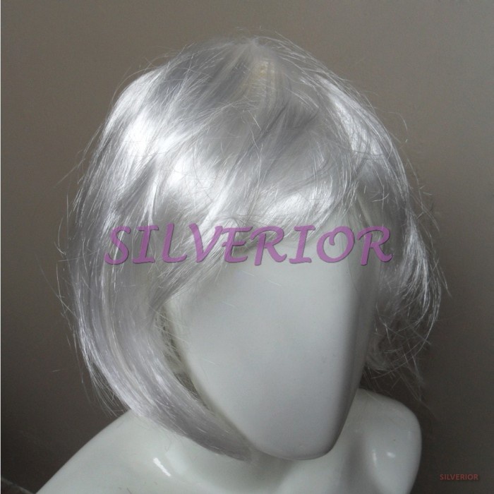 Wig Rambut Palsu Pendek Bop Putih