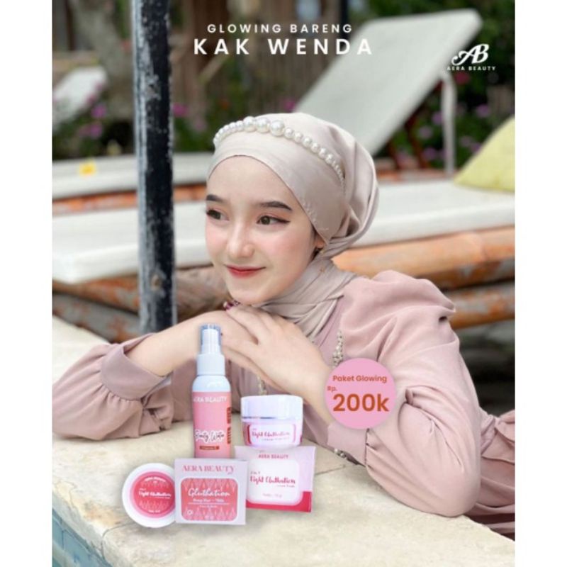 Aera Beauty, Sepaket Glowing ( Cream Wajah 2 in 1,Sabun Gluthatione Soap Bar, Beauty Water )