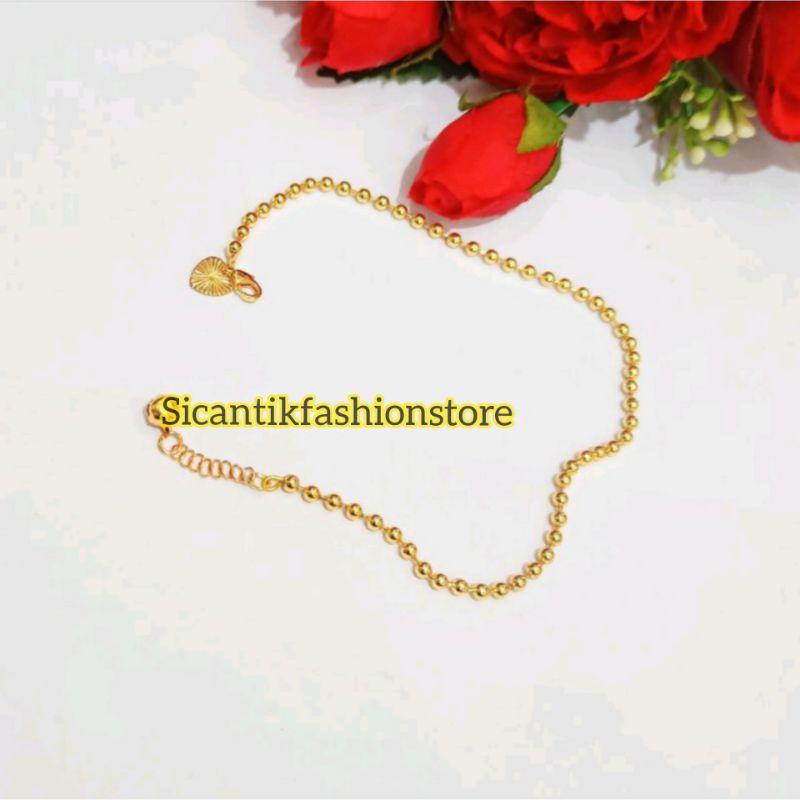 Gelang Titanium Biji Lada Gold 18CM Fashion Wanita Pria Terlaris Anti Karat Gelang Wanita Pria gold