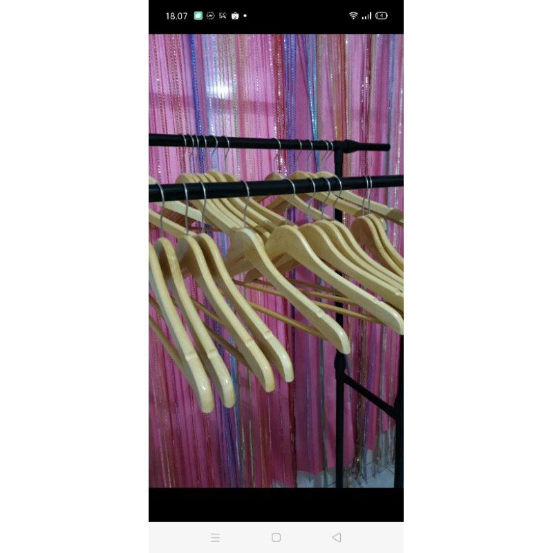 Hanger kayu palang dewasa(wood)warna natural gantungan baju(isi 1 pcs )