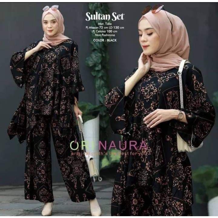 One Set Jumbo Waka Waka SULTAN Setelan Wanita Rayon Premium  Set Celana Panjang Tie Dye Kekinian