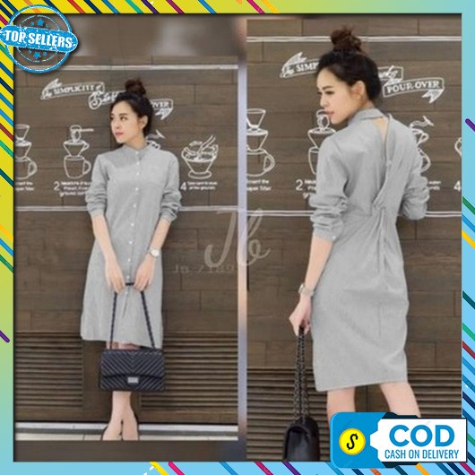 Dress Bahan Adem Tunik Korean Style Midi Dres Elegan Kekinian Dres Pesta Vneck Gaun Pesta Simpel Par