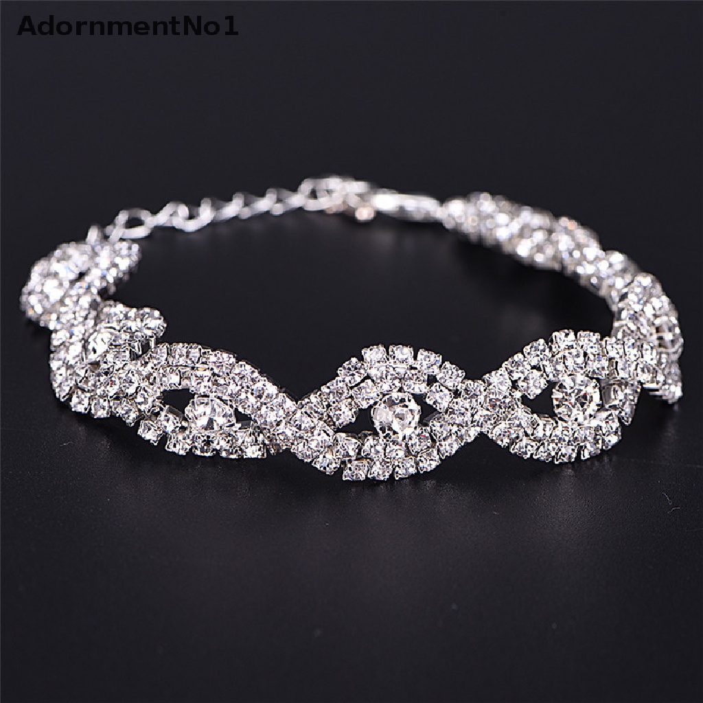 (AdornmentNo1) Gelang Tangan Rantai Aksen Infinity + Kristal + Berlian Imitasi Untuk Perhiasan Wanita