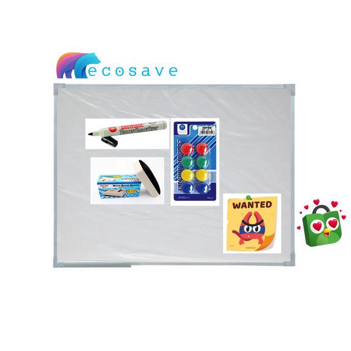 

TERBARU PAKET White Board Magnetic 60x90 + Spidol WB + Penghapus WB + Magnet