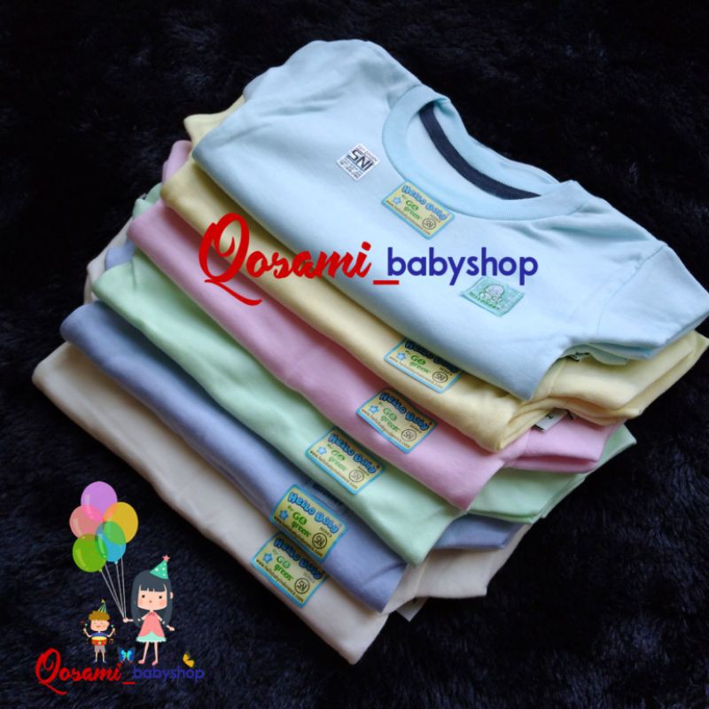 HELLO BABY 3 pcs  Kaos Oblong Pendek Bayi Polos Uk  S, M, L, XL SNI