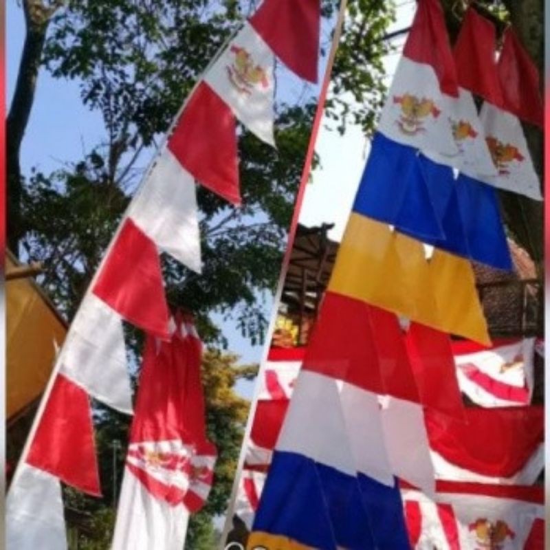 Bendera UMBUL UMBUL 6 8 10 Titik Mata Warna Warni Merah Putih Model Gergaji