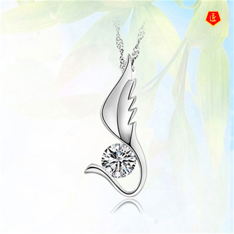 [Ready Stock]Angel Wings Pendant Inlaid Diamond Elegant Fashion