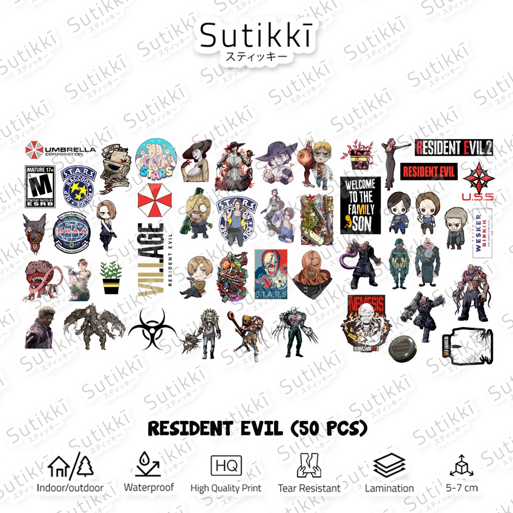 Sutikki | Sticker Pack Resident Evil VIllage Nemesis 2 3 Remake BD Stiker Vinyl Laptop Koper Sepeda