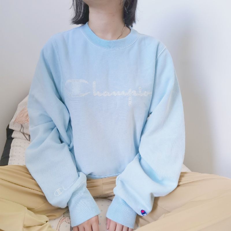 Champion x UO Reverse Weave crewneck hoodie sky