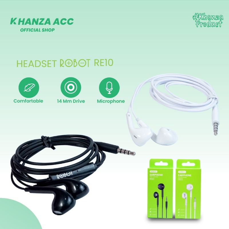 KHANZAACC Robot RE10 Earphone Semi In-Ear Clear &amp; Comfortable Wired Headset