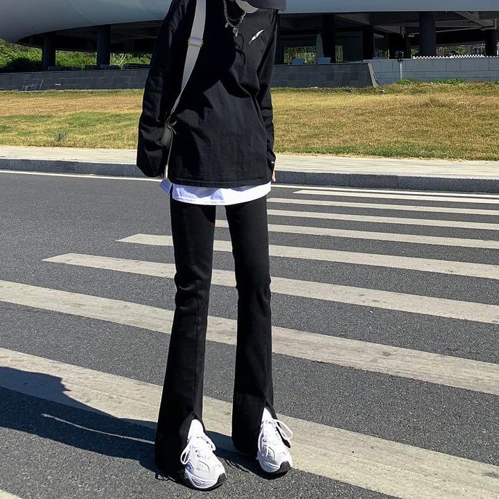 Jangan Ketinggalan order..  jeans cutbray highwaist korean style new belah hitam biru muda import hi