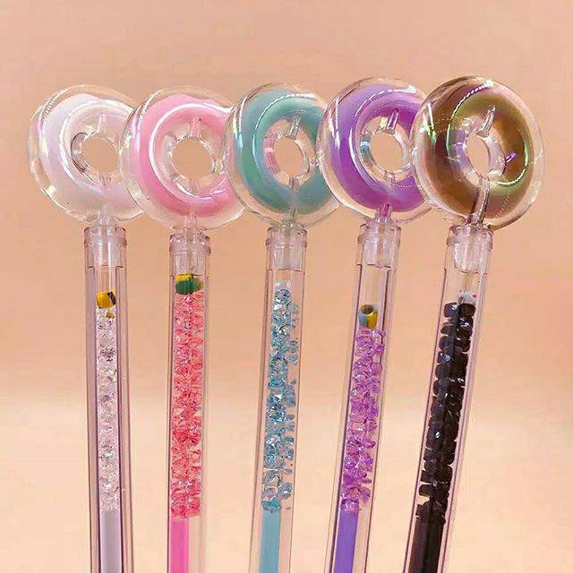 

Donat donut pen gel glitter rhinestone shake bagus unik lucu murah