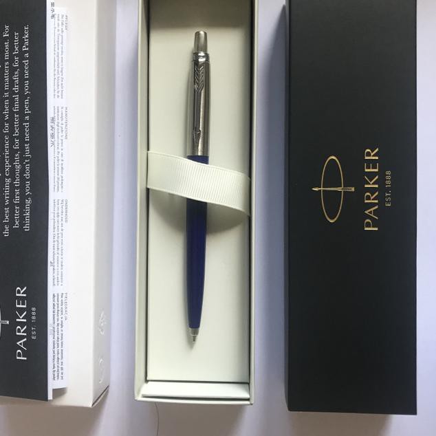 

-023 Pulpen Parker Jotter Ballpoint SPC Biru Crome Trim ( Klip silver )