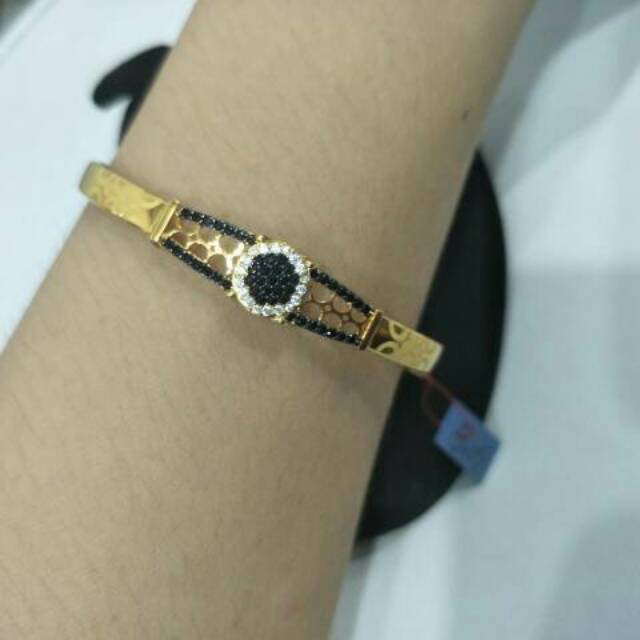gelang emas asli kadar 875 black zirkon