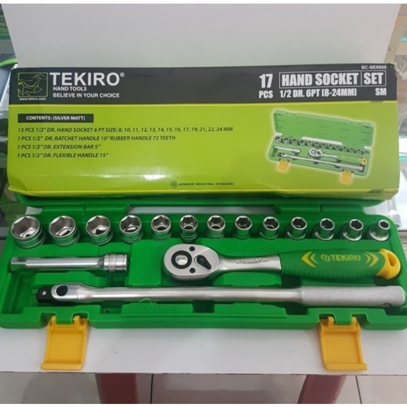 Kunci Sock Set 1/2 Inch DR 17 Pcs 8 - 24mm 6Pt TEKIRO