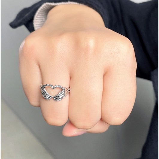 COD✨Korea Retro Hell Ghost Tangan Cinta Cincin Mendominasi Tren Pria Dan Wanita Cincin Perhiasan TN