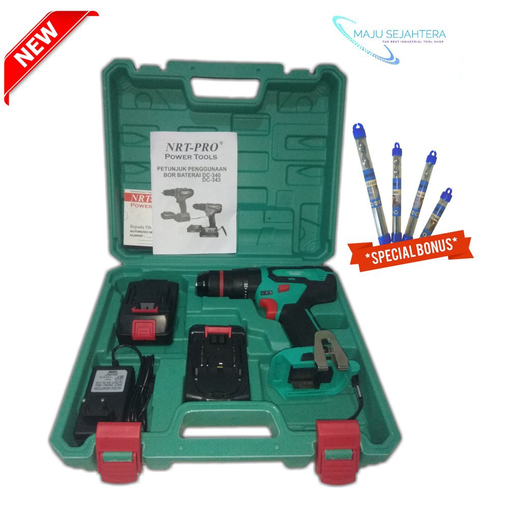 mesin bor cordless NRT PRO DC343 Mesin bor tembok 13mm NRT PRO DRILL IMPACT
