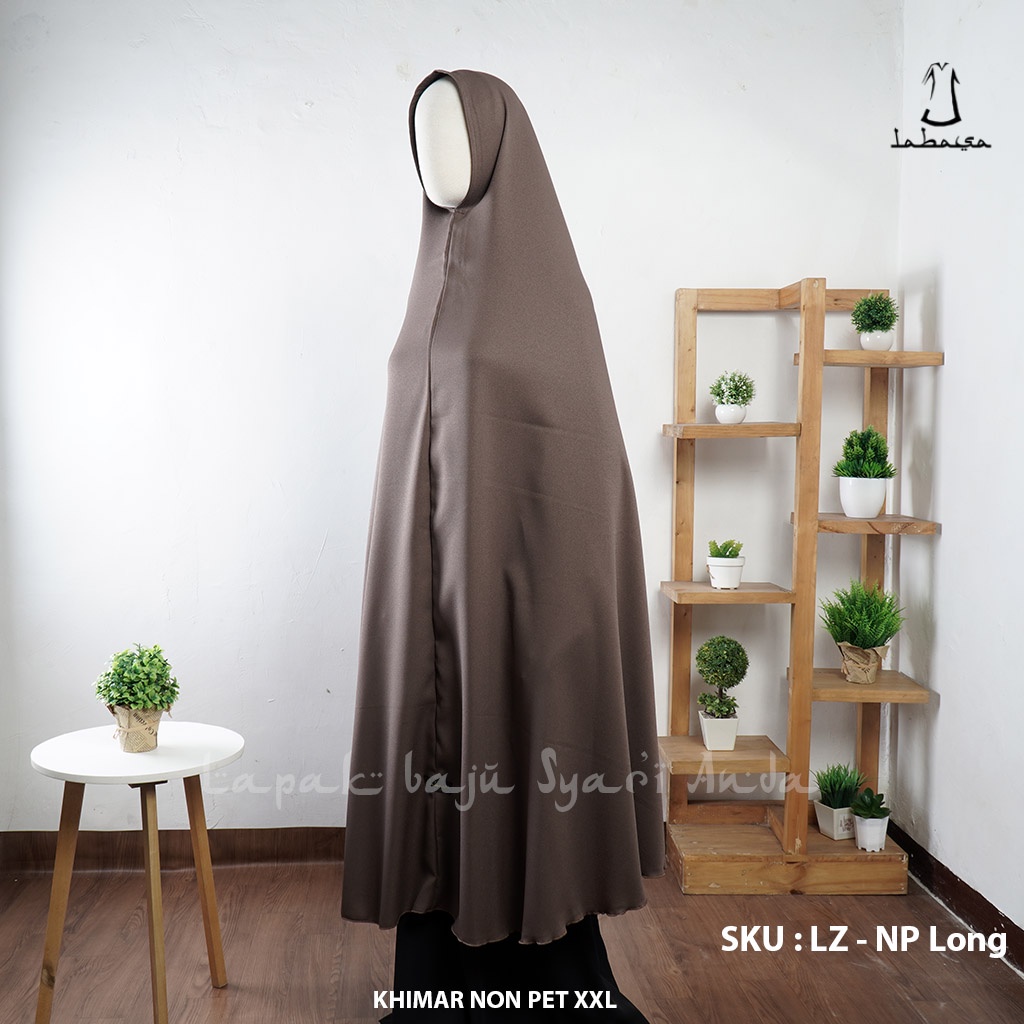 Khimar Syari Jumbo Non Pet XXL 130 x 145 Ity Crepe - Labasa Ori | Bergo Syari Jumbo