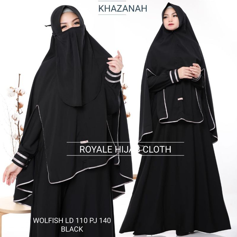 Gamis Khazanah Syari Gamis Jumbo Set Khimar Plus Cadar Gamis Polos Wolfis Busui