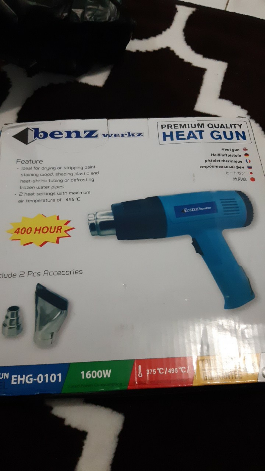 Benz 1600 W Hot Air Gun Heat Gun Pistol Pemanas Stanley Black Decker