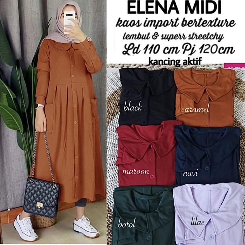 Elena Midi - Midi Dress Babyterry spandex LD 106+ Busui / 337-6809