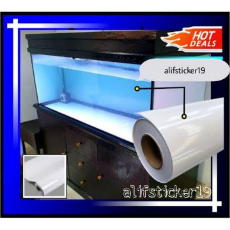STIKER AQUARIUM PUTIH DOF DAN GLOSSY SKOTLET AQUARIUM