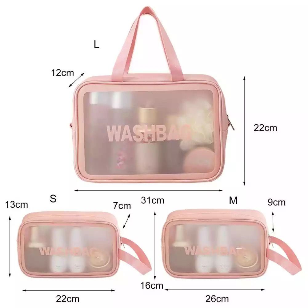 Tas Kosmetik Transparant Travel Wanita Washbag Organizer Portable Dompet Kosmetik Toiletry Waterproof Pouch Make Up Anti Air F661