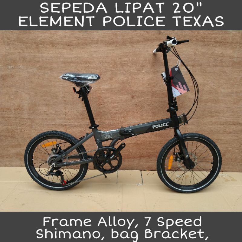 Sepeda Lipat 20 Inch Element Police Texas, Alloy 7 Speed Shimano