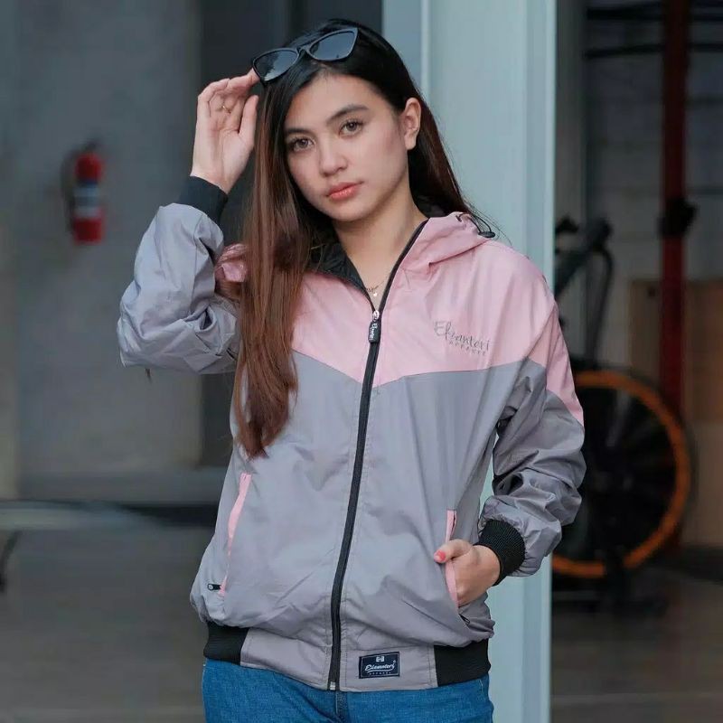 JAKET WANITA PARASUT ELZANTERI ORIGINAL / JAKET CEWEK TERLARIS / JAKET TERBARU-Dusty - Grey