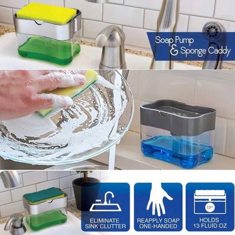 Tempat Sabun Cuci Piring Soap Pump Sponge Caddy Dispenser Filter Sabun