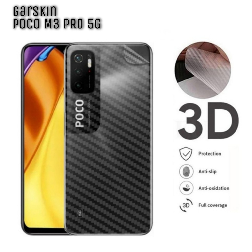 Garskin Carbon POCO M3 PRO Back Screen Protector Transparant Skin