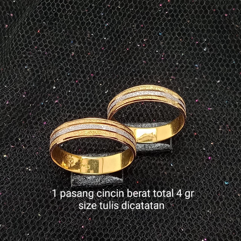 Cincin nikah Emas 17K - 1 Pasang 4 gr Kadar 750 - 890