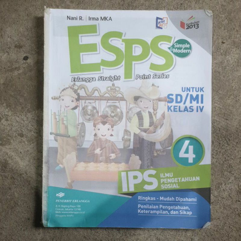 buku Esps Ips. Ilmu Pengetahuan Sosial sd kelas 1.2.3.4.5.6 revisi Kurikulum 13-Ips 4 tanpa cover