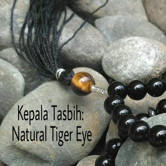 Tasbih Pria 33 Butir Natural Black Agate Bukan Black Jade Aceh