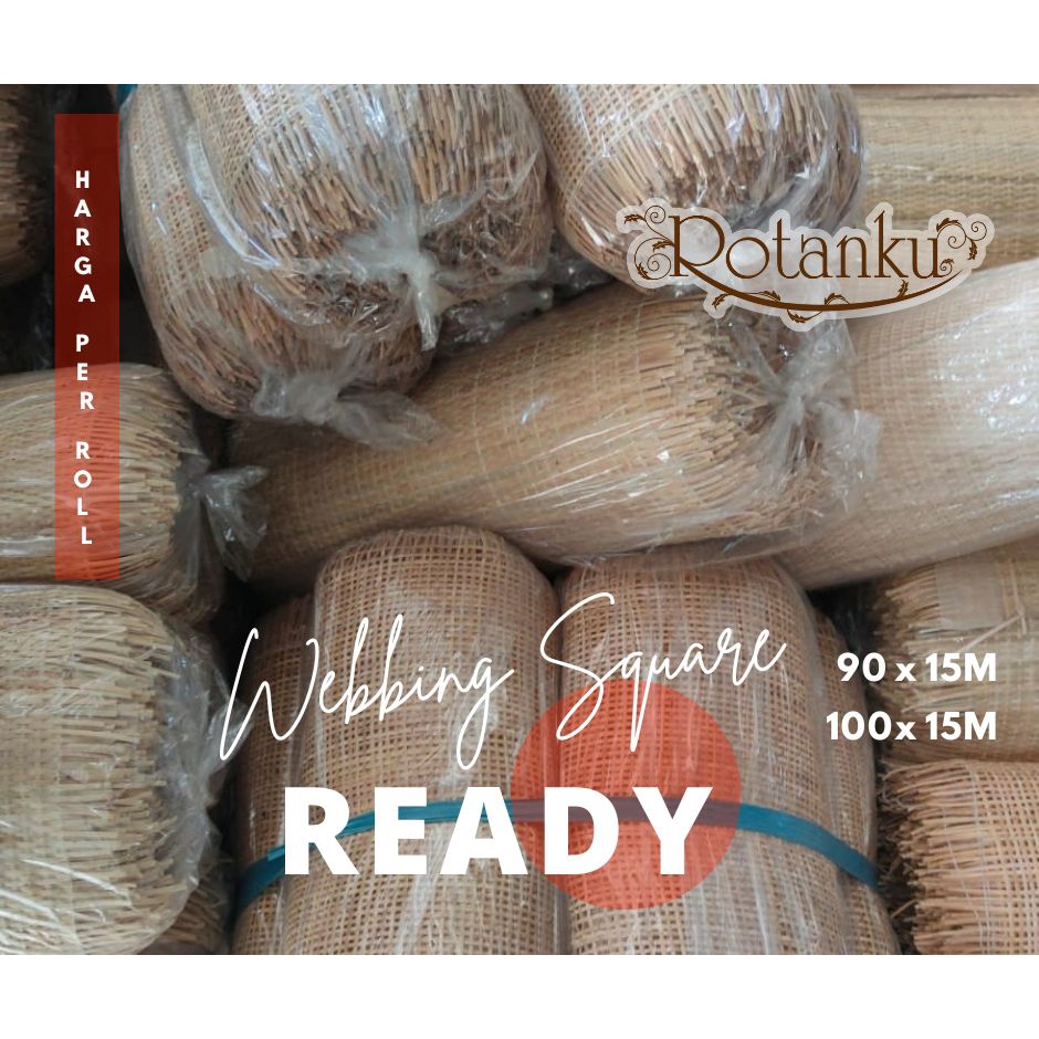 Anyaman Rotan Lembaran Webbing Rattan Square Motif Kotak 90/100 CM X 15 M | PER ROLL