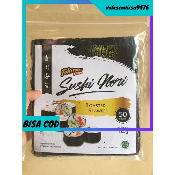 

⭐BISA COD⭐ TOKINORI 50 Sheet Yaki Sushi Nori HALAL MUI Roasted Seaweed uk 21x19 c