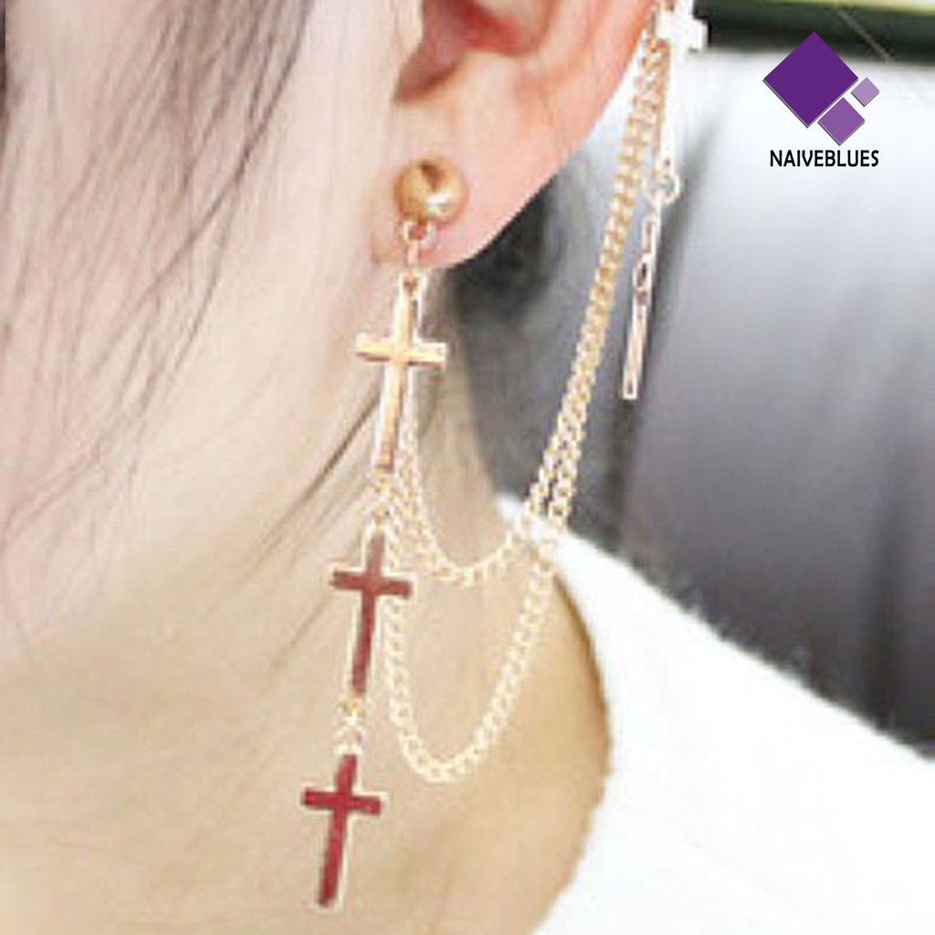 1 Pc Anting Ear Cuff Dangle Cross Gaya Punk Crawler Serbaguna Untuk Wanita