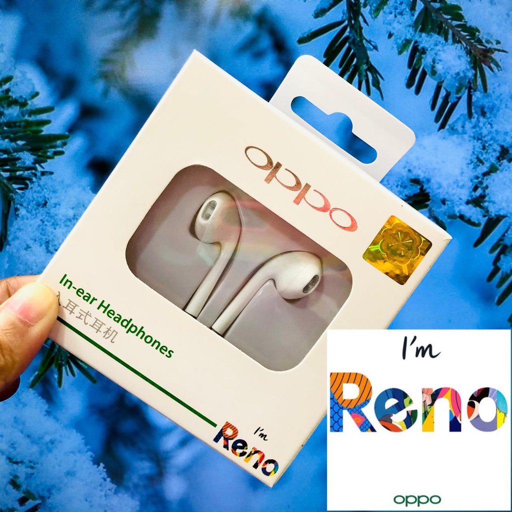 HANDSFREE OPPO reno PURE BASS ORIGINAL oppo reno &amp; oppo mh150 BLACK &amp; WHITE