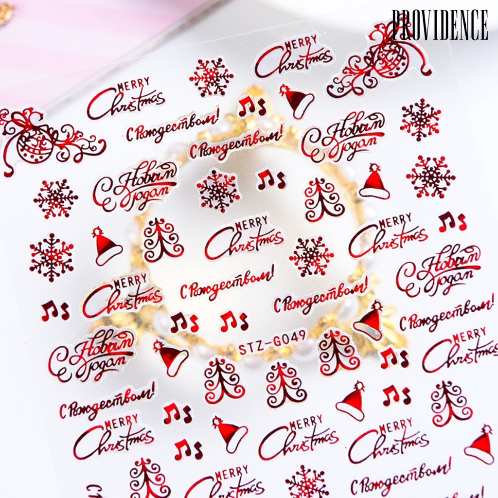 Stiker Kuku Desain Snowflake Elk Santa 3d Dengan Perekat Untuk Musim Dingin