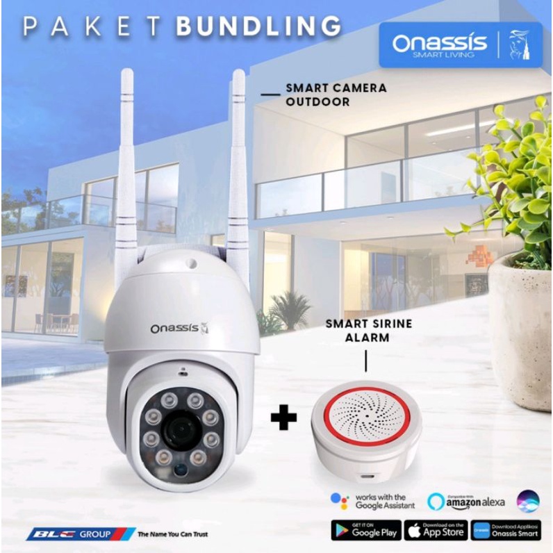 PAKET BUNDLING ONASSIS SMART OUTDOOR CAMERA 360 +Smart Home Wifi Siren