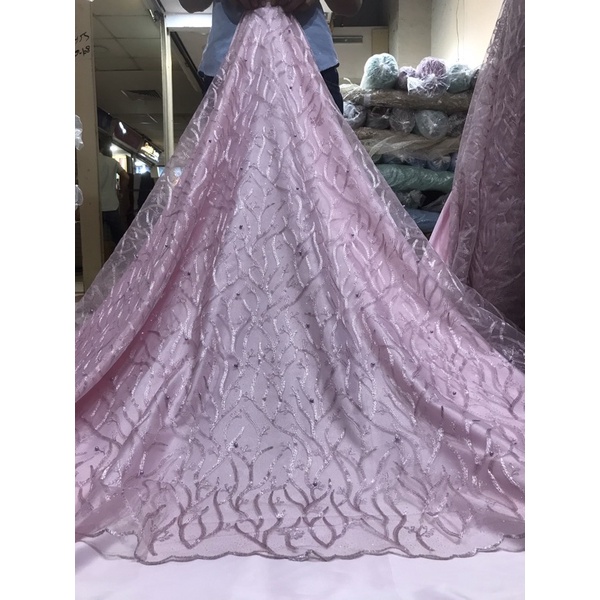 MURAH!!! Kain bahan tille akar mutiara / bahan kebaya brokat tulle.
