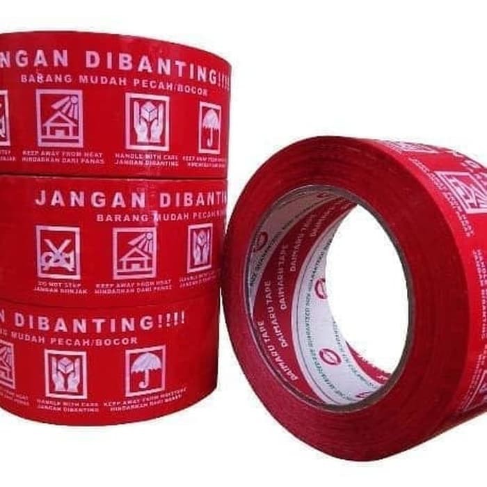 Lakban fragile merah jangan dibanting  Lakban daimaru merah 48mmx100m