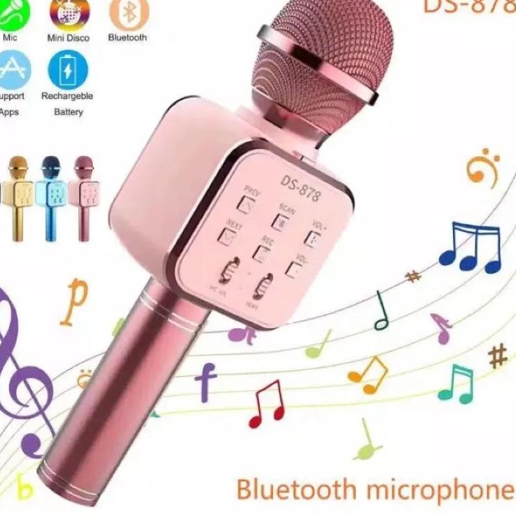 K23V fon Bluetooth Karaoke DS878 phone Mic Wireless DS-878 Tanpa Kabel Mix KTV HZK