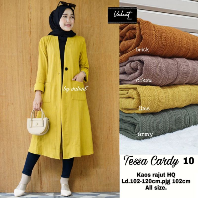Kardigan Rajut Knit Import Tebal Lengan Panjang Wanita Tessa Cardi #10 by Valent Hijab Fashion Solo-2