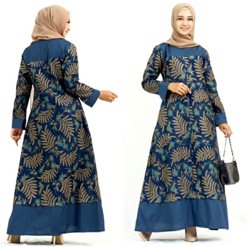 Gamis Batik Jumbo 4L-5L Long Dress Muslim Big Size Modern Atr-B