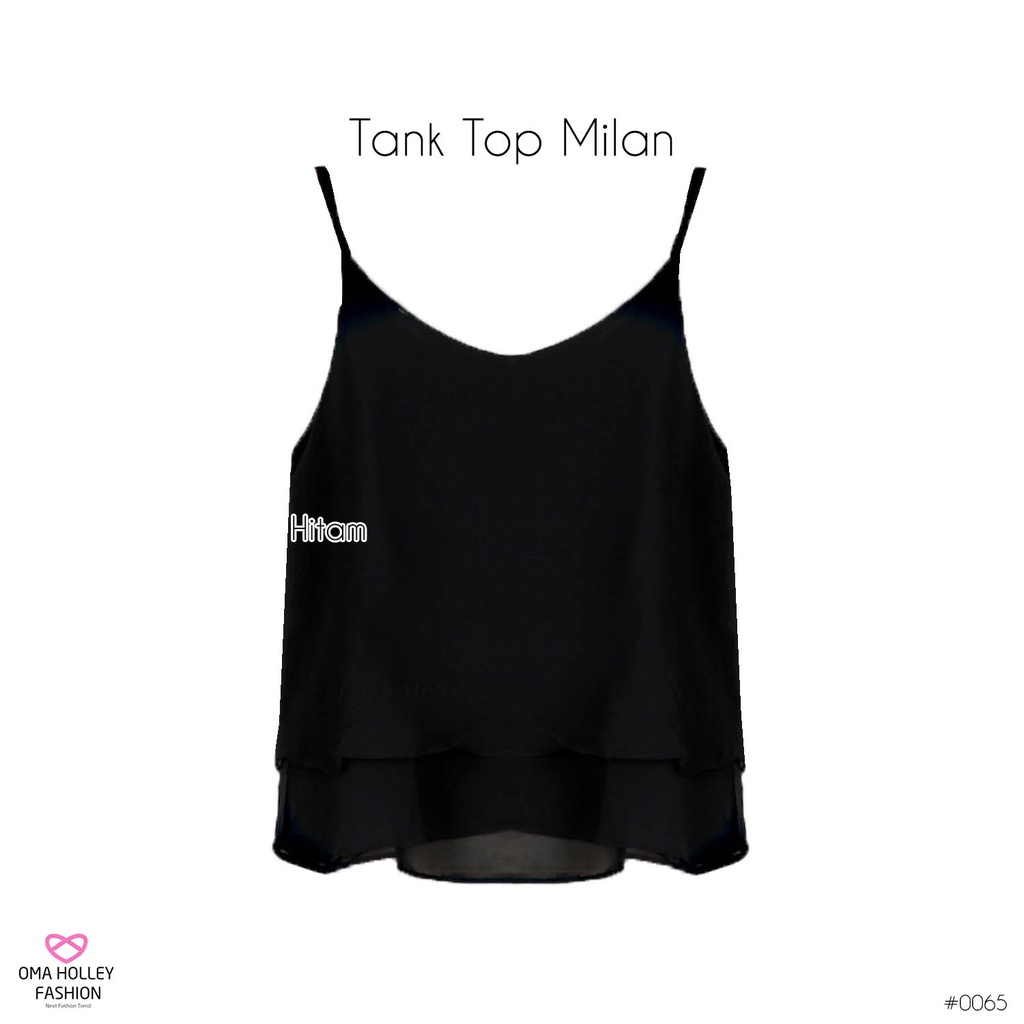(COD) OH Fashion Tank Top Milan Basic Korea Double Layer Chiffon #0065-Hitam