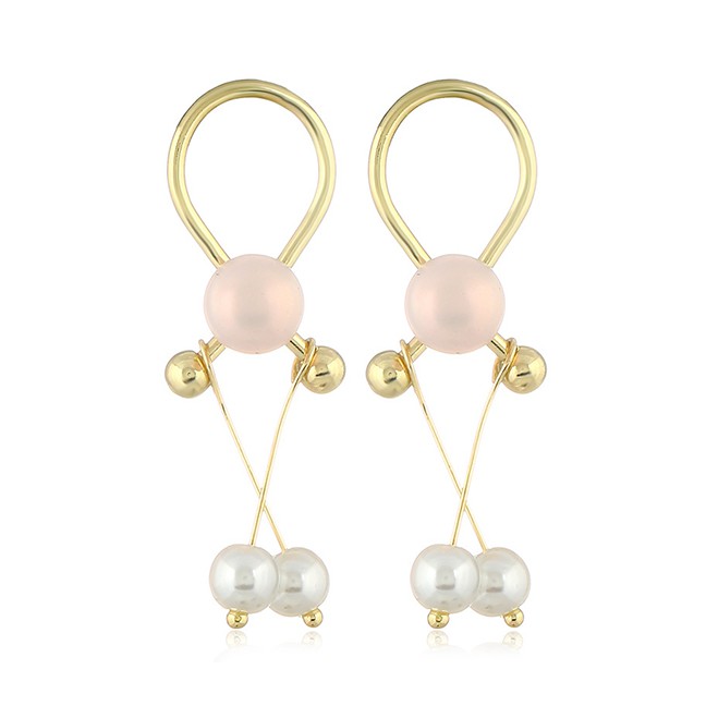 LRC Anting Tusuk Fashion Gold Resin Flower Earrings F33173